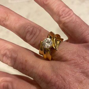 Gold plated faux diamond ring